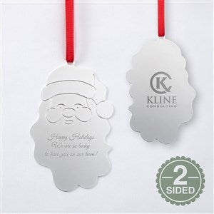 Engraved Logo Silver Santa Ornament - 52673