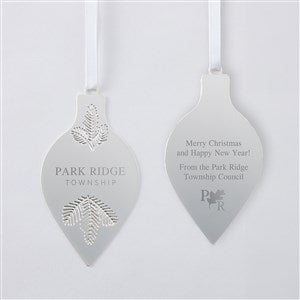 Engraved Logo Silver Evergreen Drop Ornament - 52685