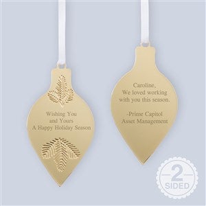 Engraved Logo Golden Evergreen Drop Ornament - 52686