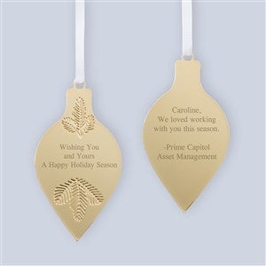 Engraved Logo Golden Evergreen Drop Ornament - 52686