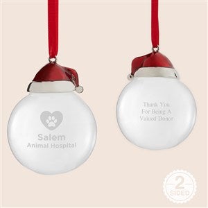 Etched Logo Santa Hat Glass Ball Ornament - 52742