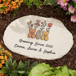 Retro Floral Mom Personalized Round Garden Stone - 52798