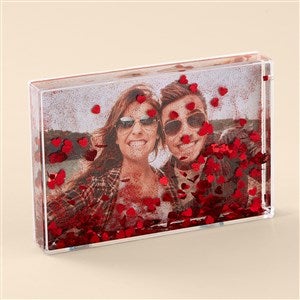 Cherished Memories Personalized Glitter Photo Block - Red Heart - 52991-RH