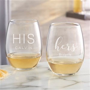 His  Hers Personalized Stemless Wine Glass - 53061