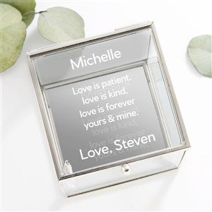 Romantic Write Your Message Personalized Glass Jewelry Box - Silver - 53066-S