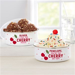 Sweet Cherries Personalized Enamel Bowl with Lid - 53409