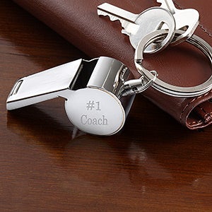 Personalized Stainless Steel Whistle Keychain - 5449