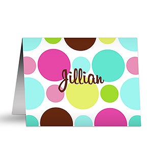 Crazy For Polka Dots Personalized Note Cards - 5645-N