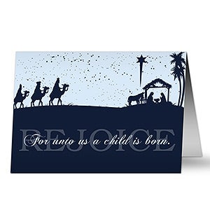 Personalized Away In A Manger Nativity Christmas Cards - 6176-C