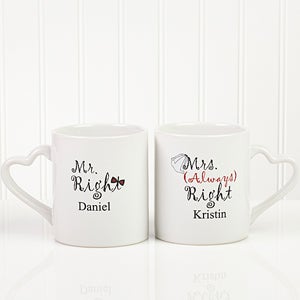 Mr. and Mrs. Right Personalized Lovers Mug Set - 6467-N