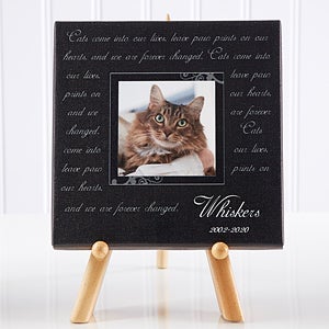 Photo Pet Memorial Canvas Table-Top Art - Paw Prints On Our Hearts  - 6563-5x5