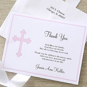 Holy Cross Custom Thank You Cards - Pink - 6667-P
