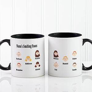 Personalized Grandparents Coffee Mugs - Family Character - Black Handle - 6704-B