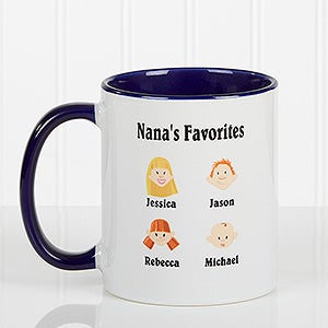 Personalized Grandparents Coffee Mugs - Family Character - Blue Handle - 6704-BL
