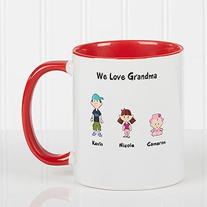 Red Personalized Family Cartoon Character Coffee Mugs - 6977-R