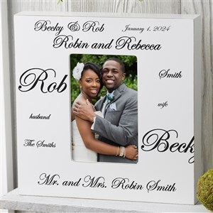 Mr and Mrs Glass Vertical 4 X 6 Photo frame