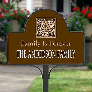 Floral Monogram Personalized Address Plaque Yard Stake Magnet - 7109-M