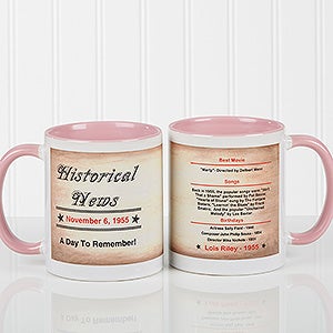Day You Were Born Personalized Pink Coffee Mugs - 7218-P