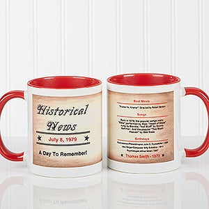 Red Personalized Coffee Mugs - Day You Were Born - 7218-R