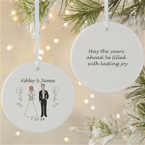 Bride  Groom Personalized Couples Christmas Ornament - 7265-2L