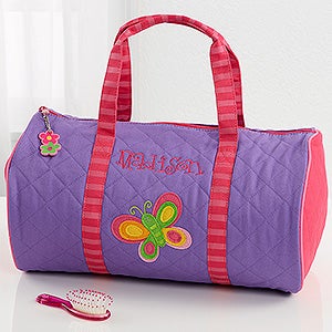 Embroidered Girls Butterfly Duffel Bag - 7347-B