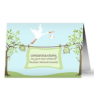 New Baby Arrival Personalized Greeting Card - 7495