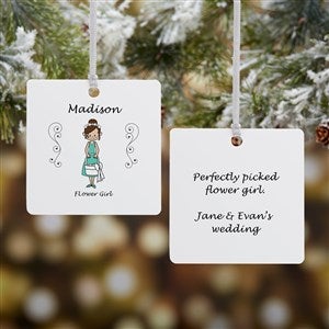 Wedding Party Characters Personalized Square Ornament- 2.75 Metal - 2 Sided - 7528-2M