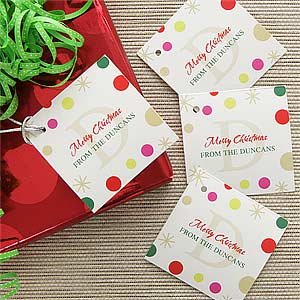 Festive Monogram Personalized Gift Tags - 7747