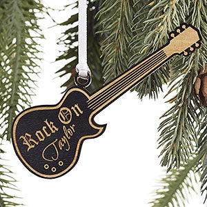 Rock On Personalized Black Wood Guitar Ornament - 7753-BLK