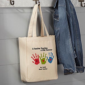 Touches A Life Personalized Teacher Canvas Tote Bag- 14 x 10 - 8029-S