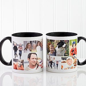 Personalized Photo Collage Coffee Mugs - Black Handle - 8214-B