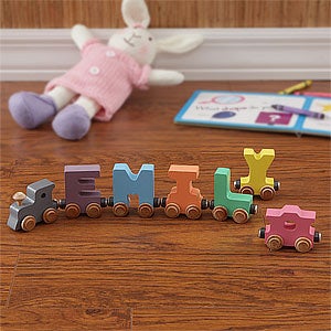 Personalized Name Train - Pastel Wood - 6 Letters - 8283D-6