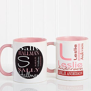 Personalized Coffee Mugs - Personally Yours - Pink Handle - 8796-P
