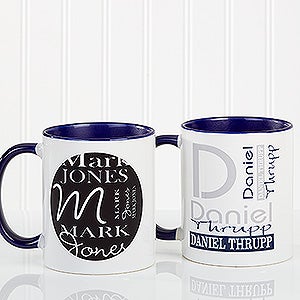 Personalized Coffee Mugs - Personally Yours - Blue Handle - 8796-BL