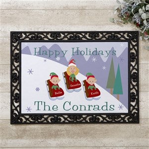 Sledding Family Characters Personalized Doormat- 18x27 - 9184