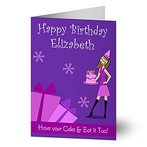 Birthday Girl Personalized Birthday Cards - Vertical - 9203