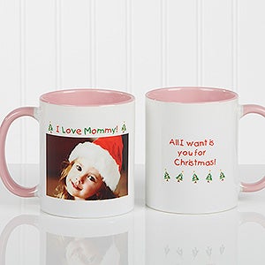 Christmas Photo Wishes Personalized Coffee Mug 11oz.- Pink - 9426-P