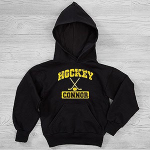 Personalized Kids Sports Hooded Black Sweatshirt - 9582-YHS