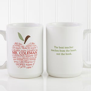 Apple Scroll Personalized Teacher Coffee Mug 15 oz- White - 9915-L