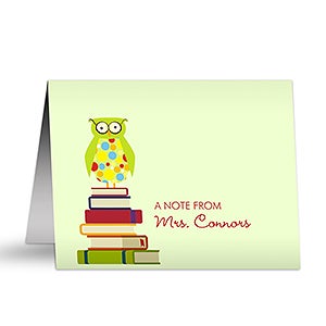 Wise Owl Personalized Teacher Note Cards - 9918-N