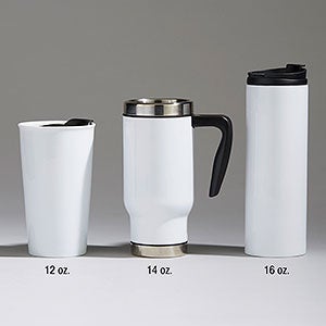 Custom Travel Coffee Mug - 16 oz Silver Stainless Steel Travel Mug