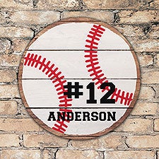 Personalized Round Wood Baseball Sign - 22802