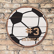 Personalized Round Wood Soccer Sign - 22805
