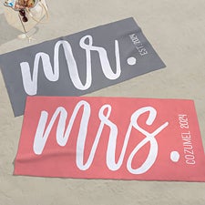 Personalized Mr  Mrs Beach Towels - 23473
