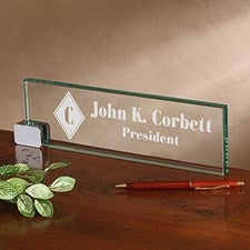 Personalized Executive Glass Name Plate - 2372