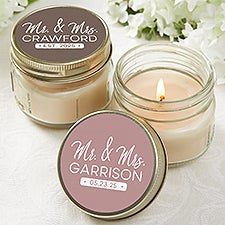 Stamped Elegance Wedding Personalized Mason Jar Candle Favors - 24143