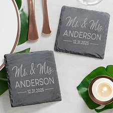 Elegant Custom Engraved Slate Coaster Wedding Favors - 24171