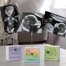 Sonogram Photo Personalized Photo Clip Holder Block - 24263