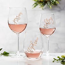 Personalized Vinyl Rose Wine Glasses - 25003