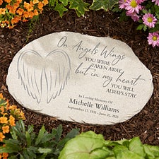 On Angels Wings Personalized Memorial Garden Stone - 25065